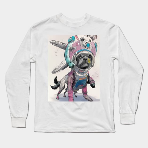 Space dog in a suit Long Sleeve T-Shirt by GrafDot